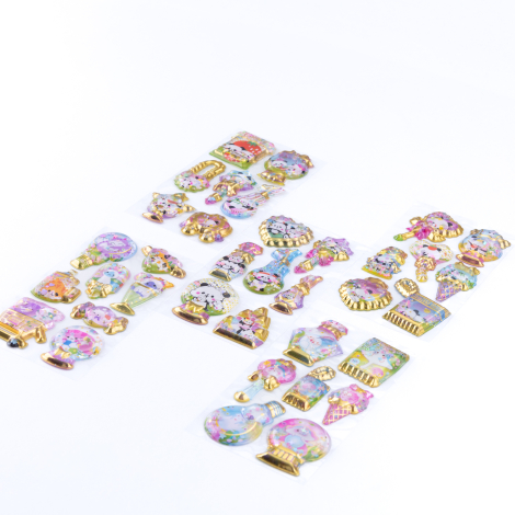 5 adet 3D kabartmalı su dolgulu sticker seti - Bimotif