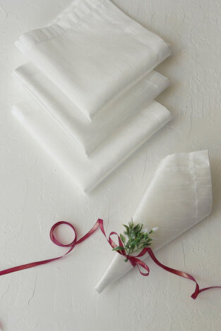 5 parça osmanlı ipeği sofra seti (1 adet Masa Örtüsü, 4 adet Peçete) / Beyaz - 3