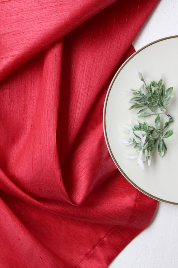 5 parça osmanlı ipeği sofra seti (1 adet Masa Örtüsü, 4 adet Peçete) / Kırmızı - 2