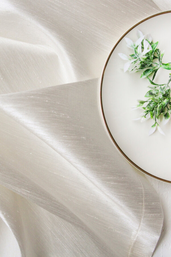 5 parça osmanlı ipeği sofra seti (1 adet Masa Örtüsü, 4 adet Peçete) / Krem - 2