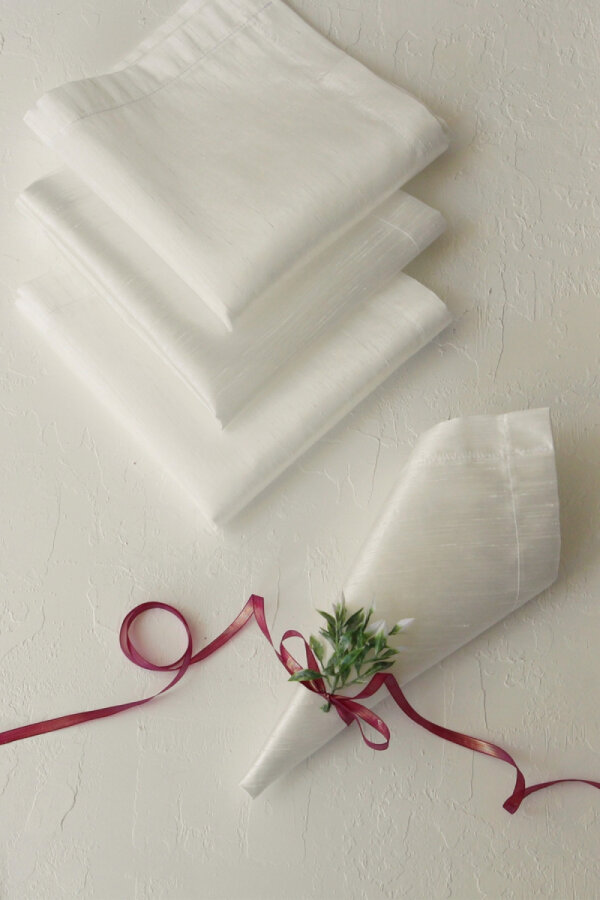 5 parça osmanlı ipeği sofra seti (1 adet Masa Örtüsü, 4 adet Peçete) / Krem - 3