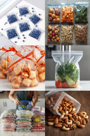 50 adet kilitli poşet, şeffaf buzdolabı poşeti, torba, 19x25 cm (Kuruyemiş, çerez ve kına poşeti) - Bimotif