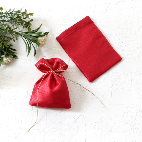 50 adet osmanlı ipeği kına, söz, nişan hediye kesesi, 10x15 cm, Kırmızı (20m Organze Kurdele Hediye) - 3