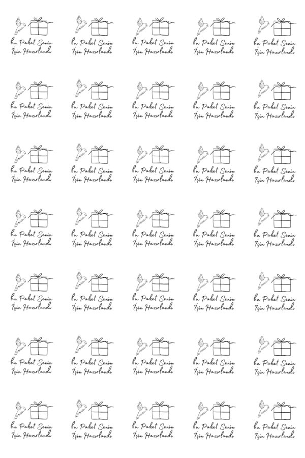 50li Bantlı Hediye Şeker Poşeti OPP ve 70 adet Sticker, Mavi Çiçek (Şekerleme ve Draje Poşeti) - 2