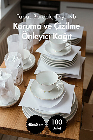 100'lü Bardak Tabak Koruma ve Ambalaj Kağıdı - 40x60 cm - Değerli Eşya Çizik ve Kırık Önleme Kağıdı - Bimotif