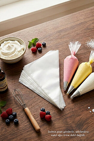 50li Kullan At Krema Sıkma Torbası (30cm) Pasta, Kek, Krem Şanti Süsleme Poşeti, Pastacı Malzemesi - Bimotif (1)