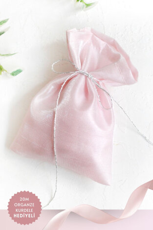 50 adet osmanlı ipeği kına, söz, nişan hediye kesesi, 10x15 cm, Pembe (20m Organze Kurdele Hediyeli) - Kopya - Bimotif
