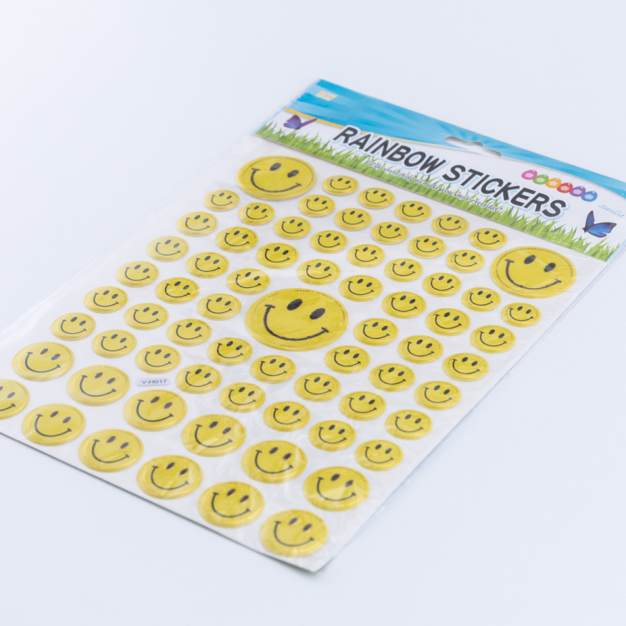 51 adet kabartmalı gülen yüz sticker - 1