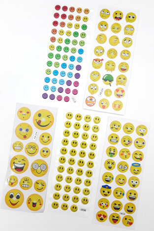 5li kabartmalı yapışkan sticker seti (13x7 cm), Karışık Gülen Yüzler - Bimotif