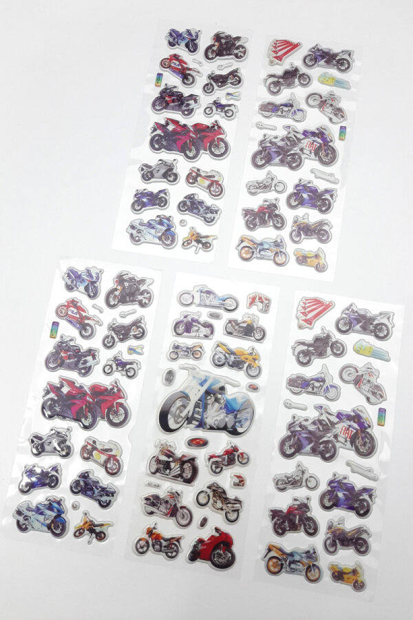 5li kabartmalı yapışkan sticker seti (13x7 cm), Süper Motorsikletler - 1