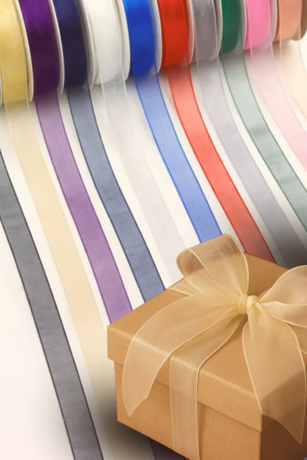 5li Organze kurdele seti, 20 metre, 10mm (Açık Pembe, Pembe, Koyu Pembe, Pudra, Fuşya) - 2