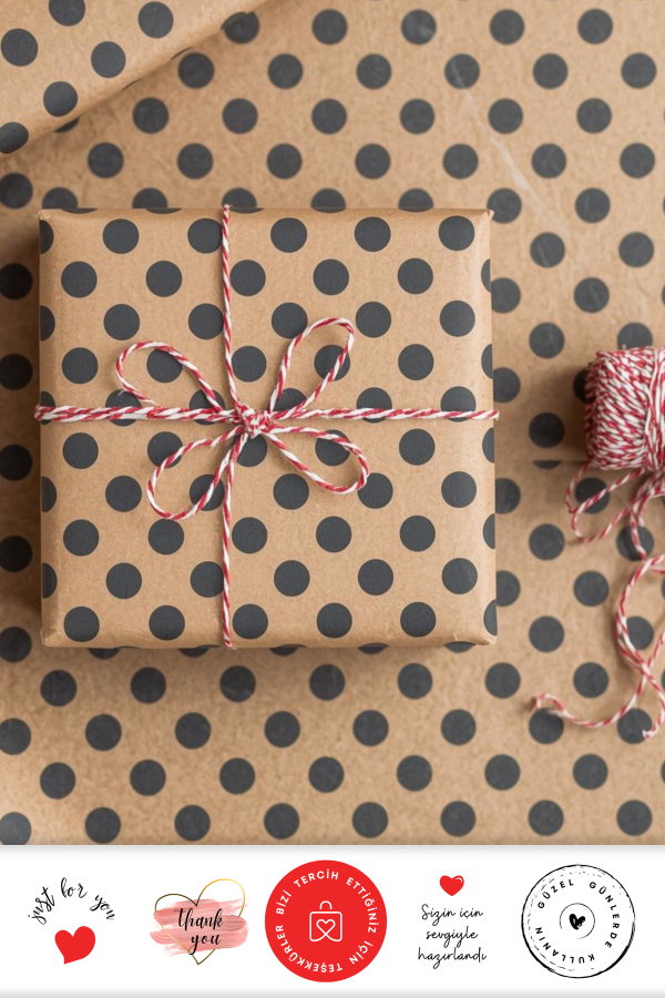 5li Paket Kağıdı, 35m Paket İpi ve 35 adet Stickerdan oluşan ambalaj seti - 1