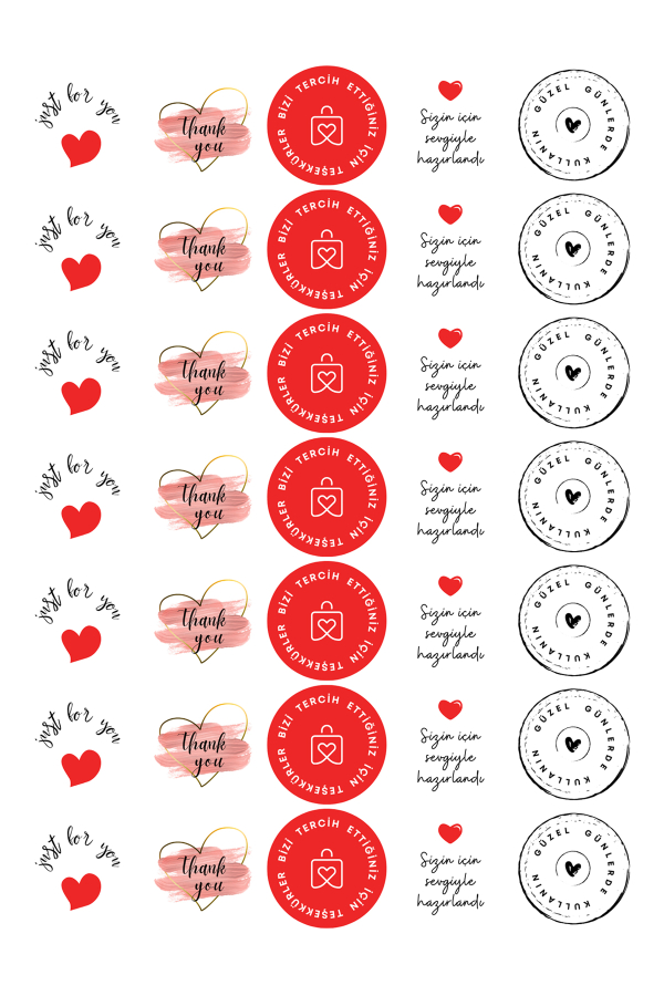 5li Paket Kağıdı (Kalp Desenli), 35m Paket İpi ve 35 adet Stickerdan oluşan ambalaj seti - 4