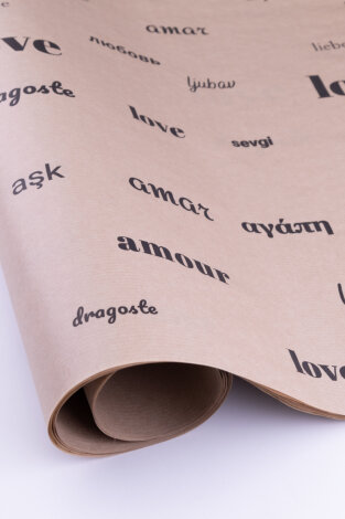 5li Paket Kağıdı (Love Desenli), 35m Paket İpi ve 35 adet Stickerdan oluşan ambalaj seti - Bimotif (1)