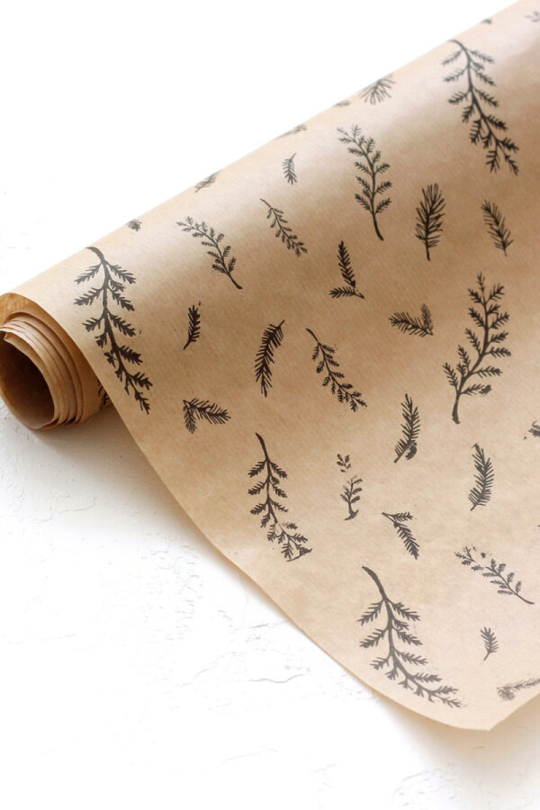 5li Paket Kağıdı (Yaprak Desenli), 35m Paket İpi ve 35 adet Stickerdan oluşan ambalaj seti - 2