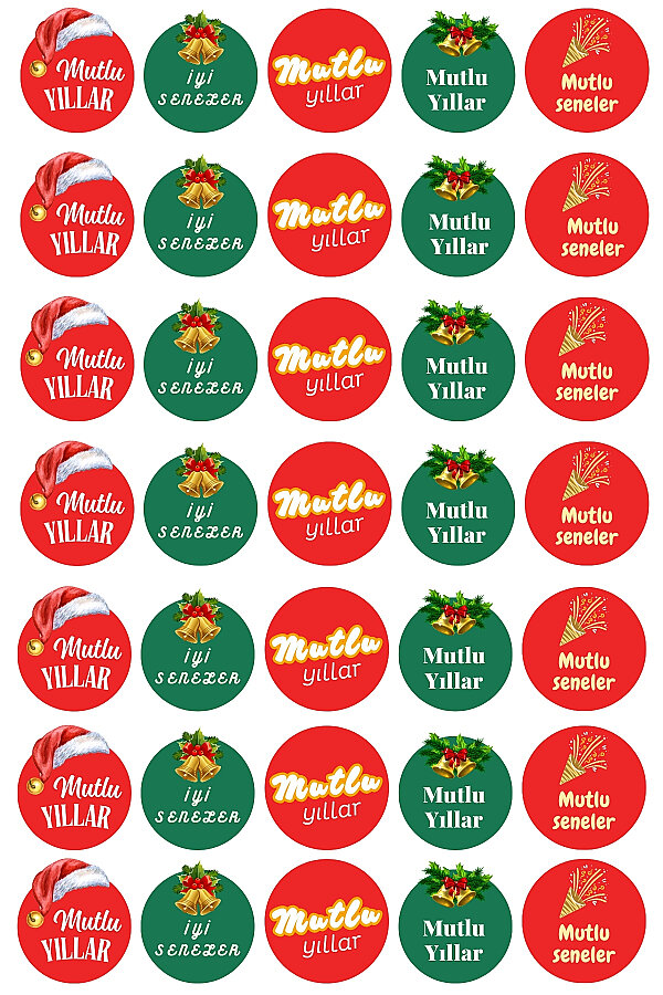 5'li Yılbaşı Kar Paket Kağıdı (70x100 cm) + 25m İp + 35 adet Stickerlı Ambalaj ve Paketleme Seti - 3