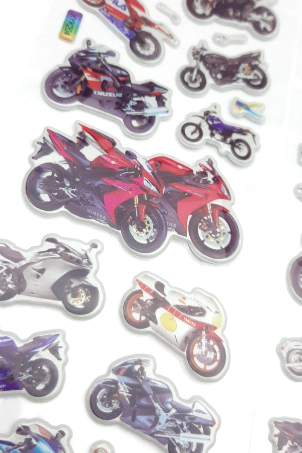 6 adet kabartmalı yapışkan sticker, karışık motorsikletler - 3