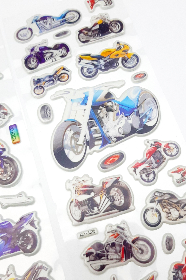 6 adet kabartmalı yapışkan sticker, karışık motorsikletler - 2