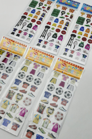 6 adet kabartmalı yapışkan sticker, spor eşyaları - Bimotif