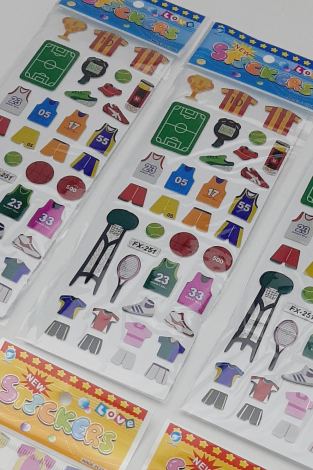 6 adet kabartmalı yapışkan sticker, spor eşyaları - Bimotif (1)