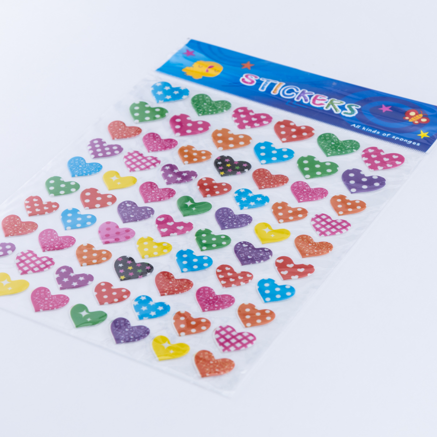 60 adet kabartmalı desenli kalp sticker - 1