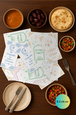 60 adet Ramazan İftar sofrası peçete seti (8.2x16 cm) 3 Desen, Çift Katlı Ramazan Peçetesi - 3