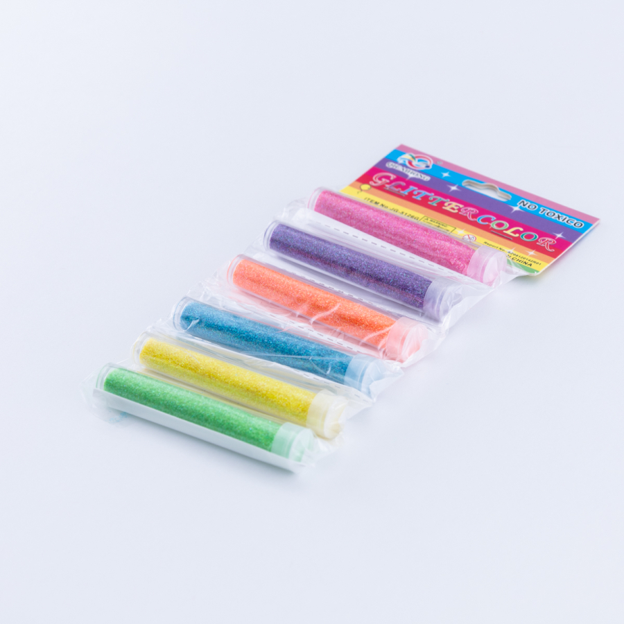 6lı toz sim, karışık renkli (Yeşil, Sarı, Mavi, Turuncu, Mor, Fuşya) - 1