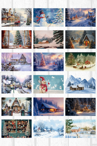 Karışık 10 adet yılbaşı kartpostal seti (Simsiz) - Bimotif