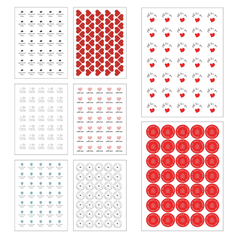 8 çeşit karışık sticker seti, 610 adet (16 sayfa) - Bimotif (1)