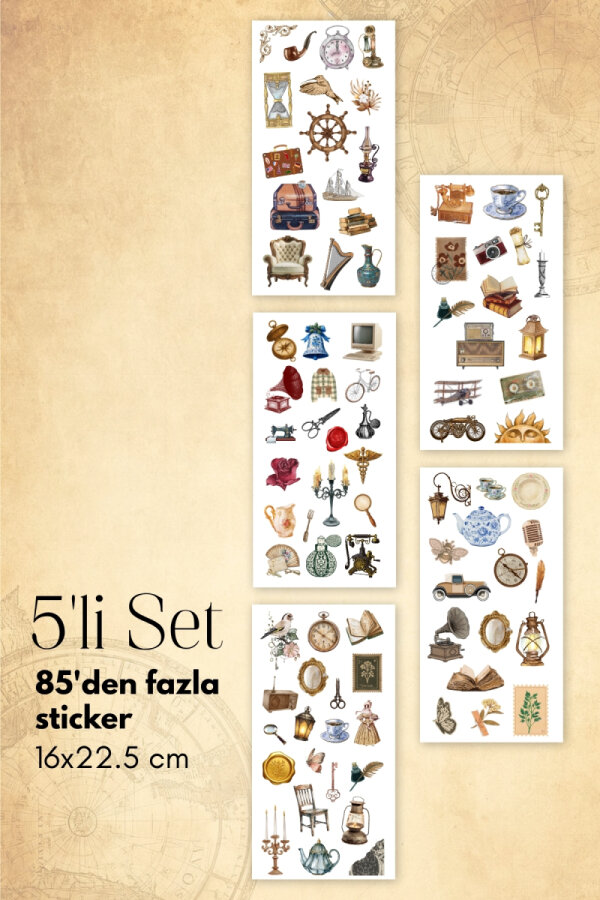 80li Karışık Vintage Sticker Seti, Çıkartmaları, Ajanda, Günlük, Planlayıcı için Stickerlar - 1