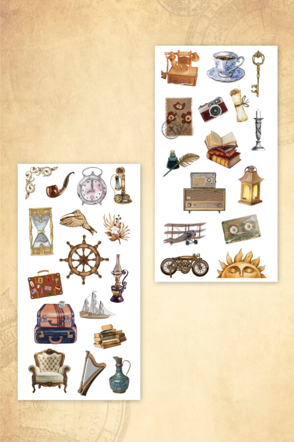 80li Karışık Vintage Sticker Seti, Çıkartmaları, Ajanda, Günlük, Planlayıcı için Stickerlar - 2
