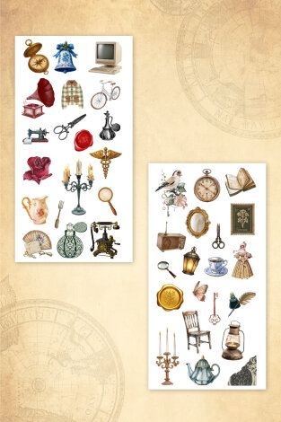 80li Karışık Vintage Sticker Seti, Çıkartmaları, Ajanda, Günlük, Planlayıcı için Stickerlar - 3