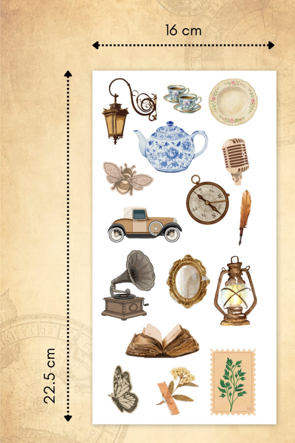 80li Karışık Vintage Sticker Seti, Çıkartmaları, Ajanda, Günlük, Planlayıcı için Stickerlar - 4