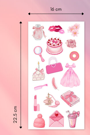 80li Pembe, Pink Vintage Sticker Seti, Çıkartmaları, Ajanda, Günlük, Planlayıcı için Stickerlar - 4