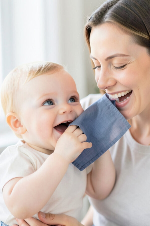 8li organik müslin erkek bebek salya mendili, 25x25 cm ( Ahşap Diş Kaşıyıcısı HEDİYELİ) - 2