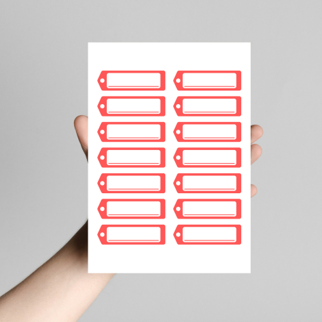 Açık kırmızı isimlikli okul etiketi / stickerı, 6.25x2 cm (10 sayfa) - Bimotif