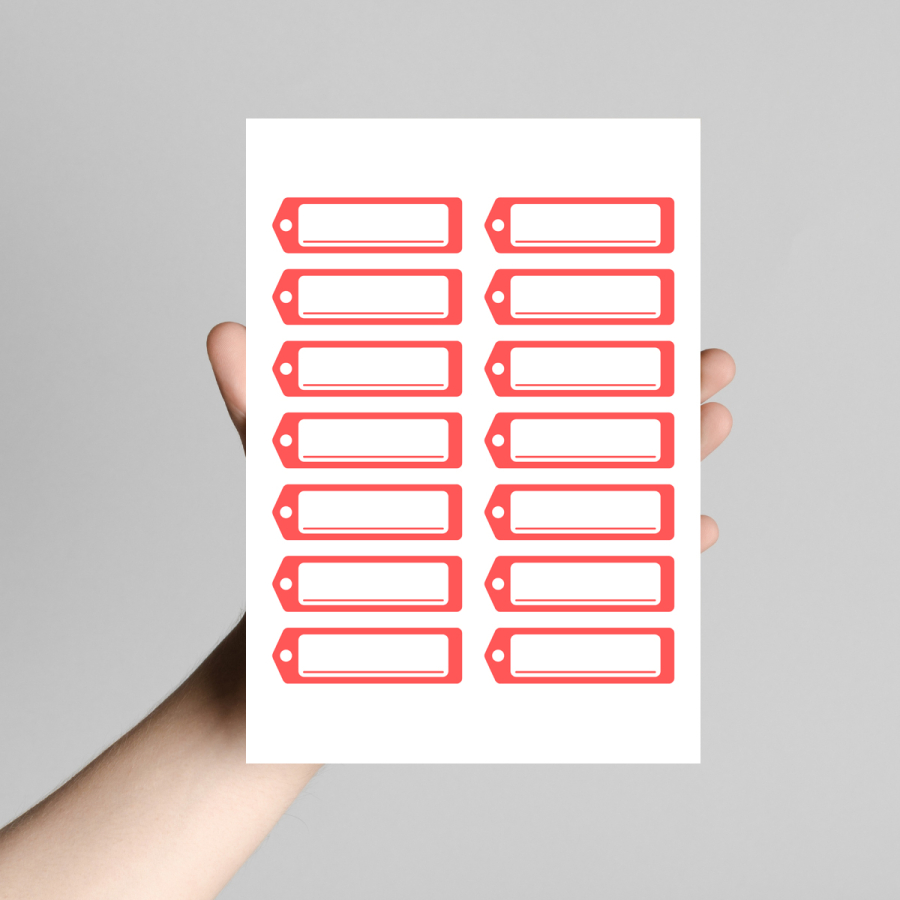 Açık kırmızı isimlikli okul etiketi / stickerı, 6.25x2 cm (10 sayfa) - 1