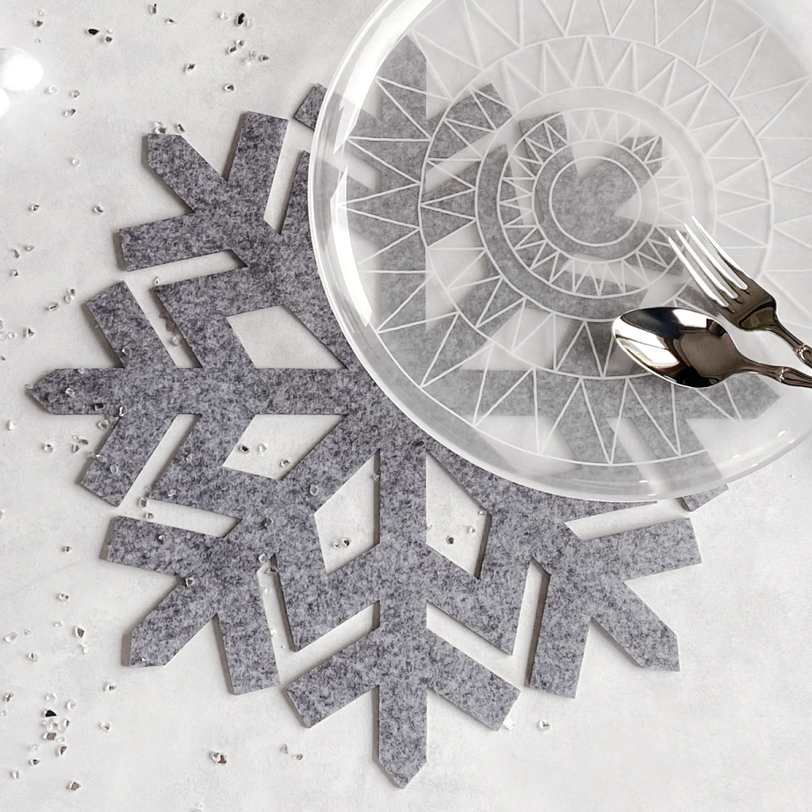 Yılbaşı keçe amerikan servis, 40 cm / Gri - 1