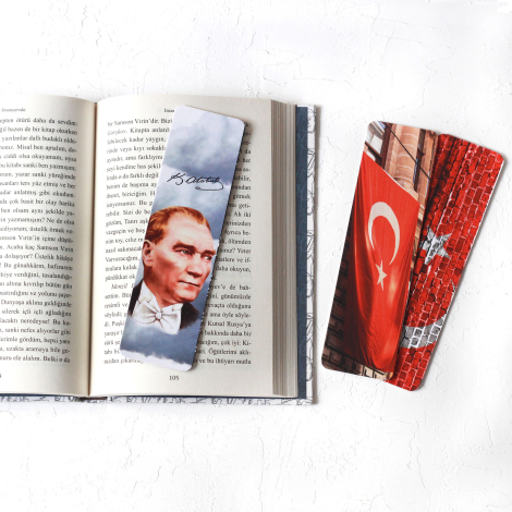 Atatürk ve bayrak temalı kitap ayracı seti / 3 adet - Bimotif