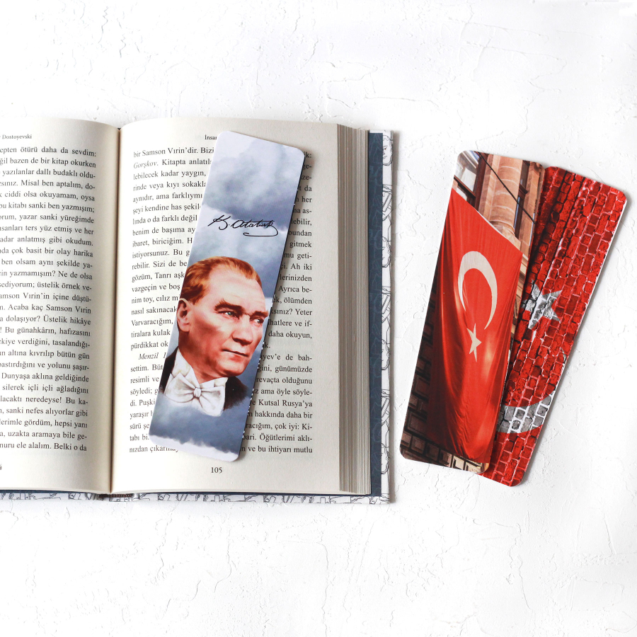 Atatürk ve bayrak temalı kitap ayracı seti / 3 adet - 1