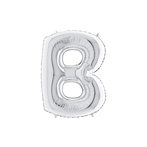 B harfi şeklinde gümüş renkli folyo balon 40inc / 1 adet - Bimotif