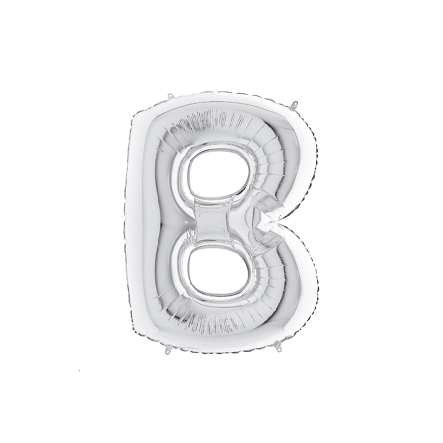 B harfi şeklinde gümüş renkli folyo balon 40inc / 1 adet - 1