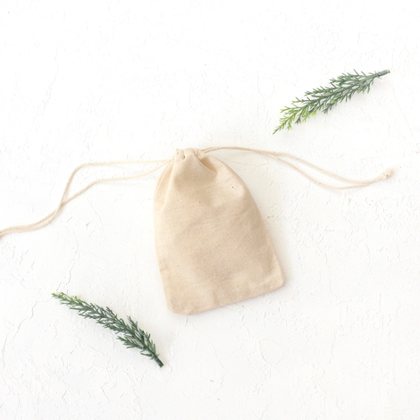 Bağcıklı krem ham bez kumaş kese, 10x15 cm / 3 adet - Bimotif (1)