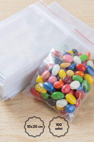 Bantlı şeffaf OPP poşet / 10x20 cm (100 adet) - Bimotif
