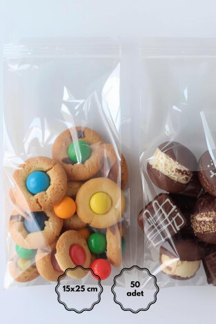 Bantlı şeffaf OPP poşet / 15x25 cm (50 adet) - Bimotif