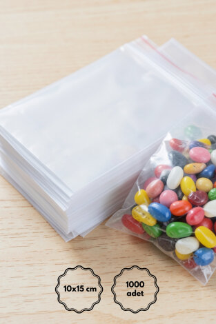 Bantlı şeffaf OPP poşet, 10x15 cm, 1000 adet - Bimotif