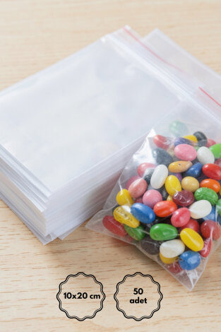 Bantlı şeffaf OPP poşet / 10x20 cm (50 adet) - Bimotif