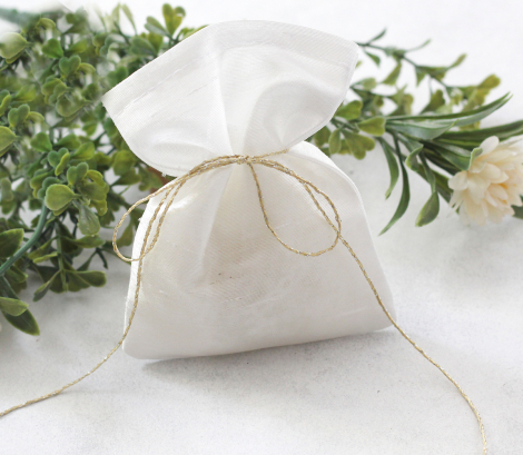 Beyaz osmanlı ipeği hediye kesesi, 10x15 cm / 3 adet - Bimotif