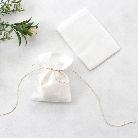 Beyaz osmanlı ipeği kese, 10x15 cm / 5 adet - Bimotif (1)