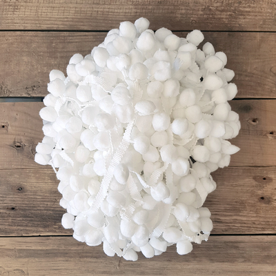 Beyaz ponpon şerit, 1.5 cm / Top (20 metre) - 1